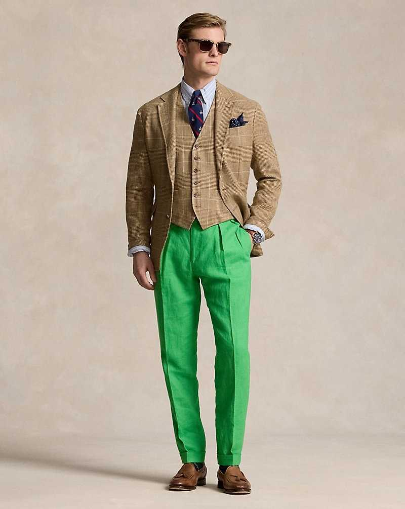 Trajes Ralph Lauren Pleated Linen Hombre Verdes | SQZIDTN-23 - vista 1