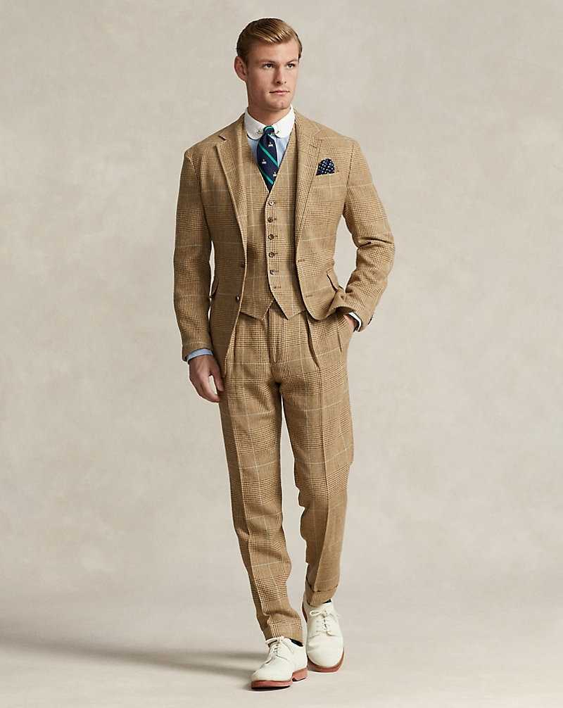 Trajes Ralph Lauren Pleated Plaid Tweed Hombre Azules | ROEQSJP-71 - vista 1