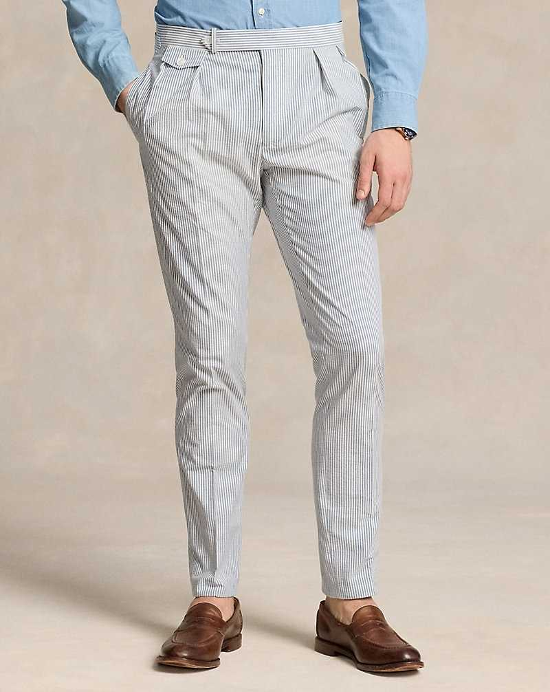 Trajes Ralph Lauren Pleated Seersucker Hombre Vintage Blue/Vintage Crea | NRMITCP-05 - vista 3