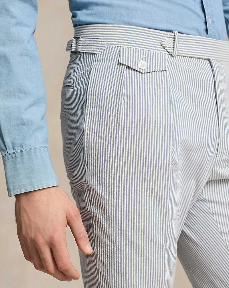 Trajes Ralph Lauren Pleated Seersucker Hombre Vintage Blue/Vintage Crea | NRMITCP-05 - vista 5