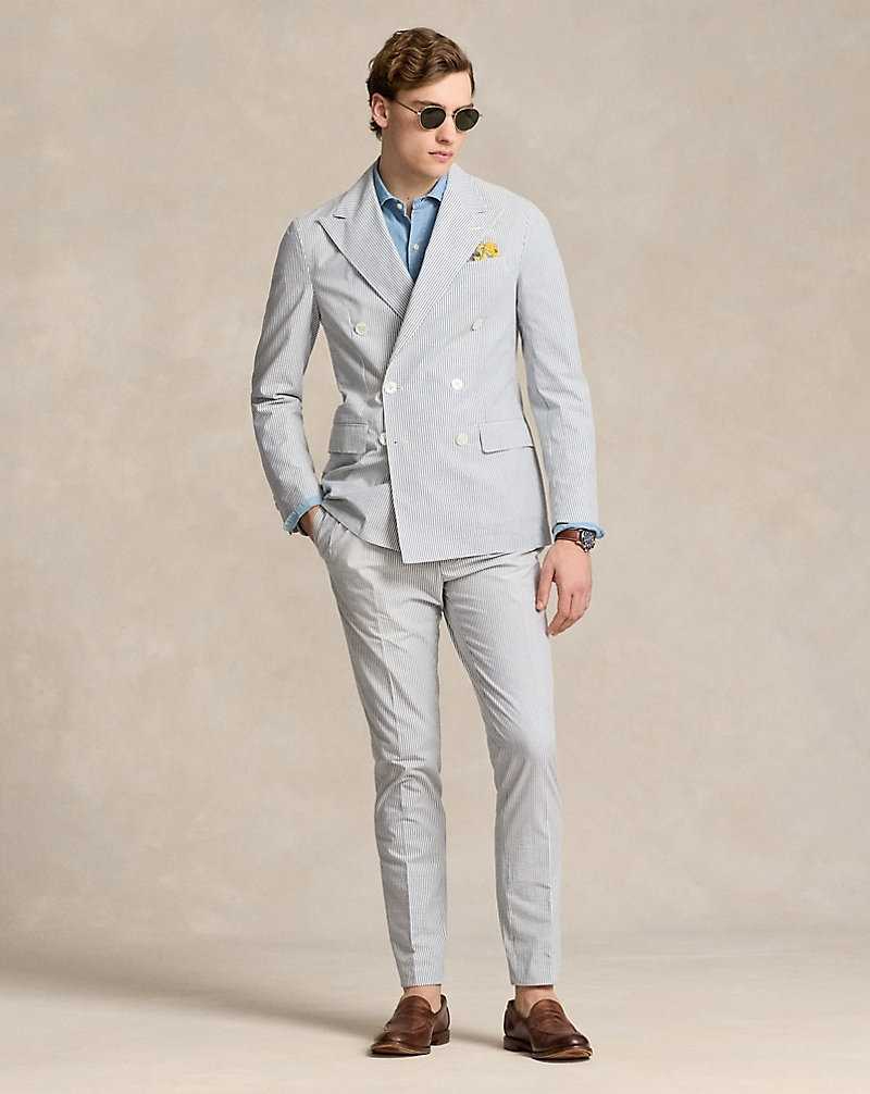 Trajes Ralph Lauren Pleated Seersucker Hombre Vintage Blue/Vintage Crea | NRMITCP-05 - vista 1