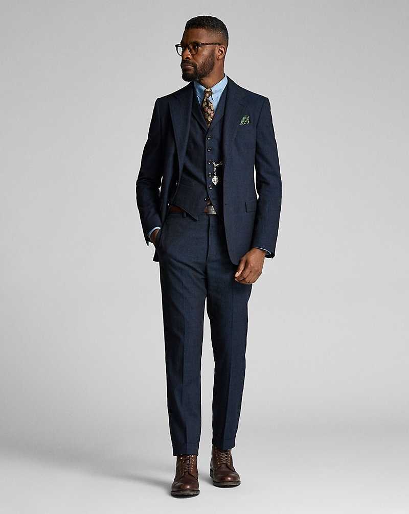 Trajes Ralph Lauren Slim Striped Herringbone Hombre Navy/White | MRZFXGY-19 - vista 2