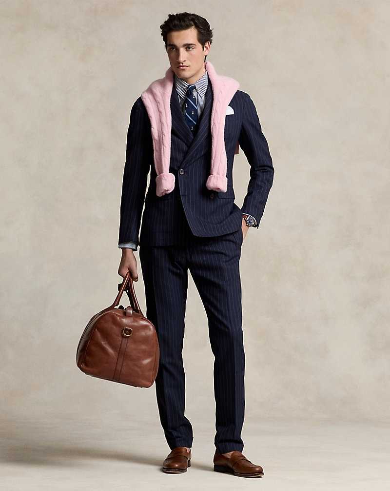 Trajes Ralph Lauren Soft Pinstripe 3-Piece Hombre Navy/Cream | QFOPERN-68 - vista 1