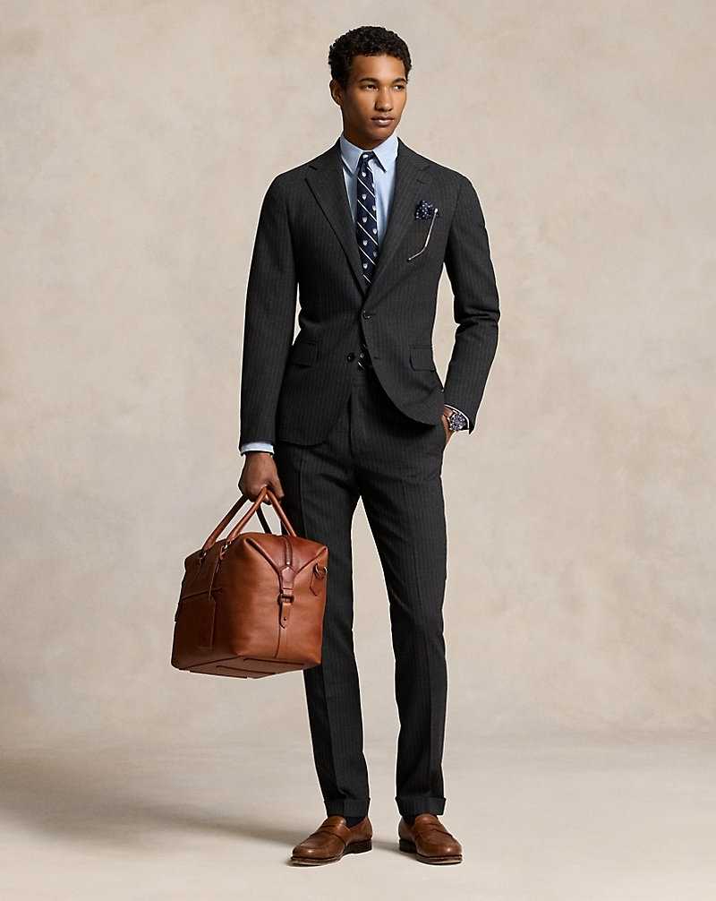 Trajes Ralph Lauren Soft Tailored Pinstripe Wool Hombre Azules | VWSJRKL-02 - vista 1