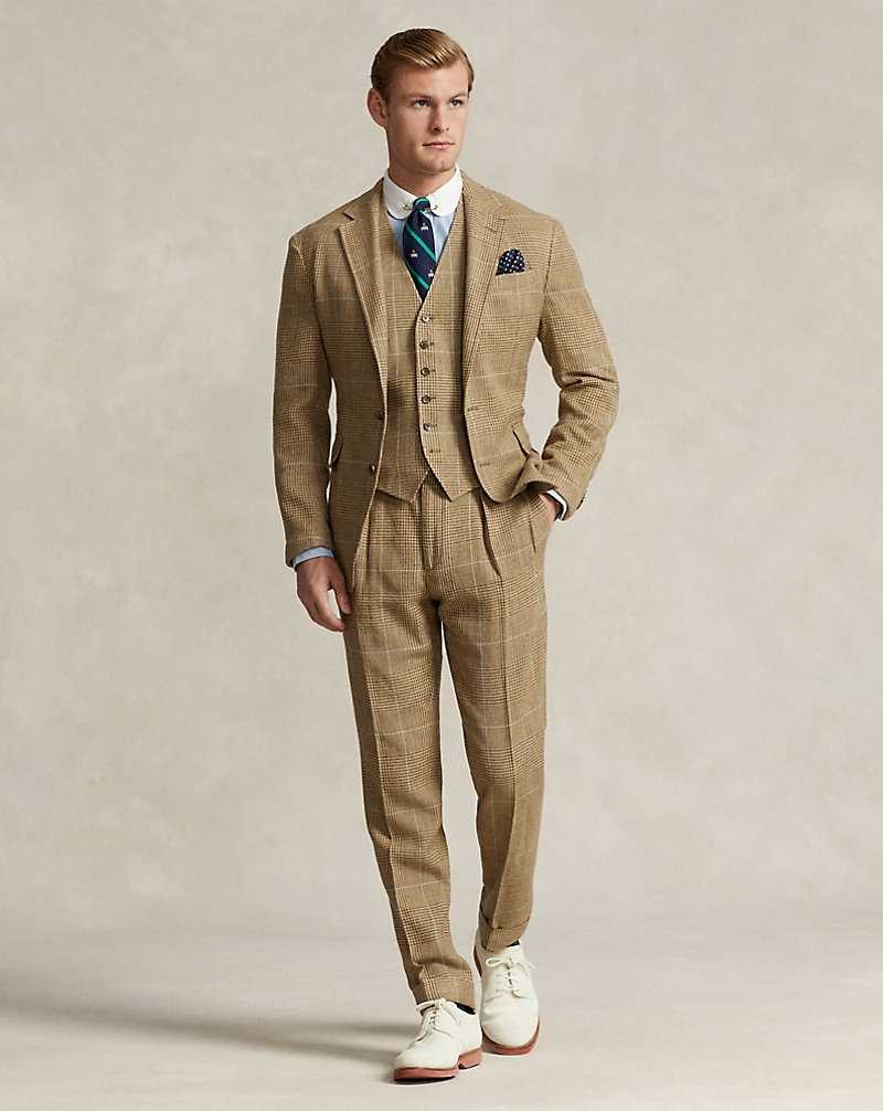 Trajes Ralph Lauren Soft Tailored Plaid Tweed Hombre Lt Brwn/ Tan W/Lt Gry Dec | BSJQGAI-61 - vista 3
