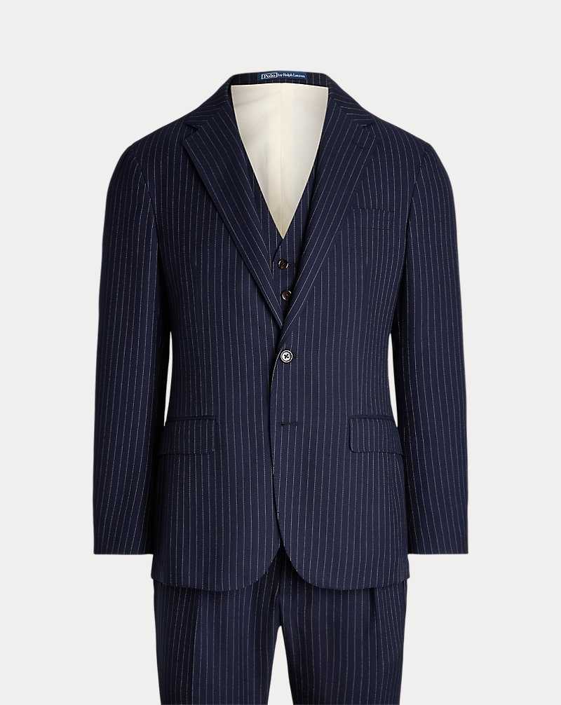 Trajes Ralph Lauren Soft Tailored Striped 3-Piece Hombre Navy/Cream | XGVOWYZ-18 - vista 2