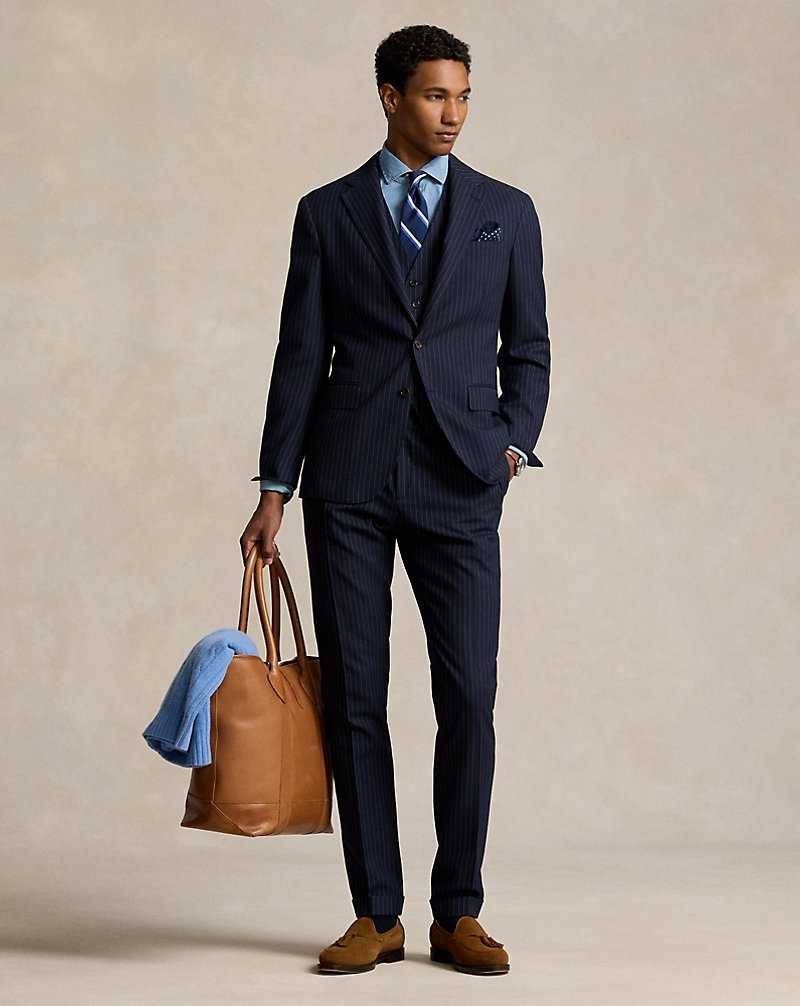 Trajes Ralph Lauren Soft Tailored Striped 3-Piece Hombre Navy/Cream | XGVOWYZ-18 - vista 1