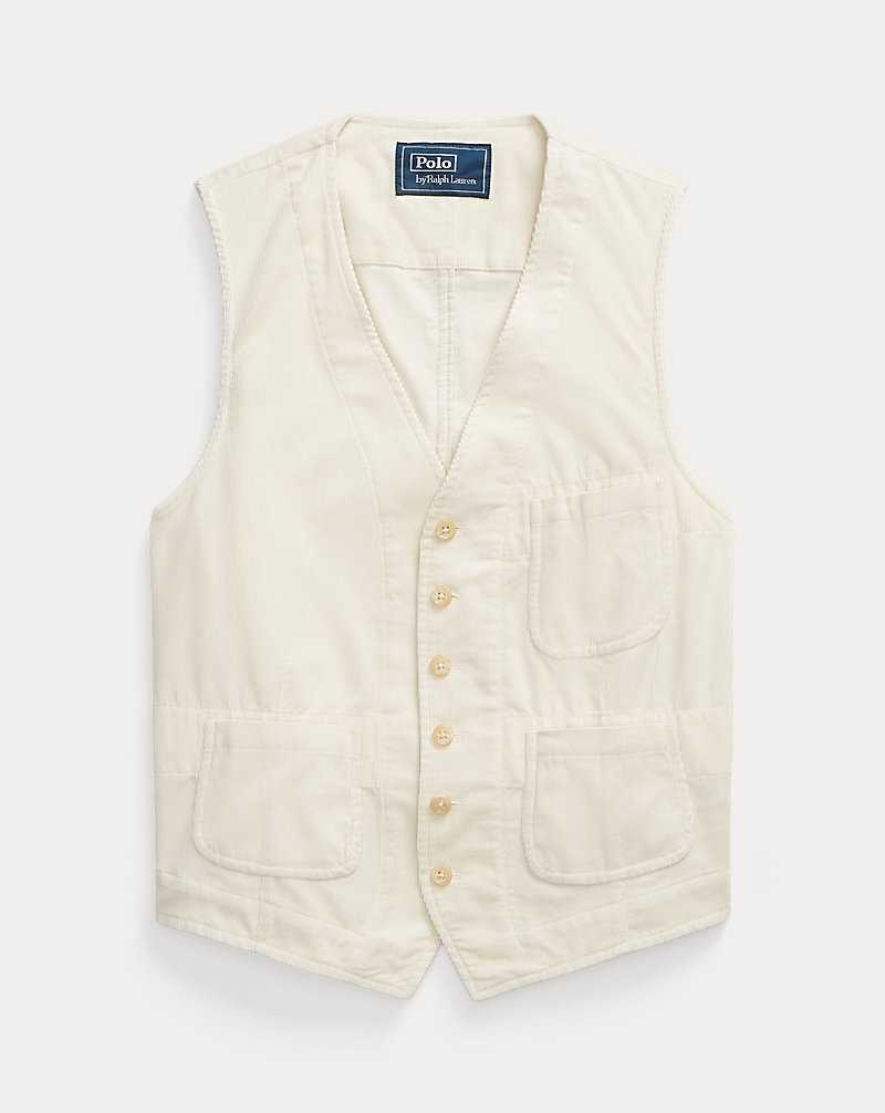Trajes Ralph Lauren Stretch Corduroy Waistcoat Hombre Classic Stone | IWXKQUE-50 - vista 2