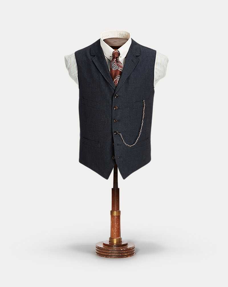 Trajes Ralph Lauren Striped Herringbone Notch-Lapel Gilet Hombre Navy/White | FBPJKGI-39 - vista 1