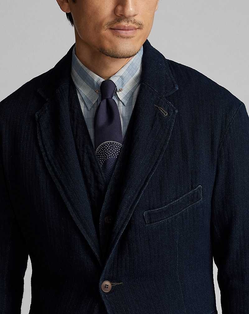 Trajes Ralph Lauren Unconstructed Herringbone Sport Hombre Azul Marino Oscuro | NHKLZTA-94 - vista 5
