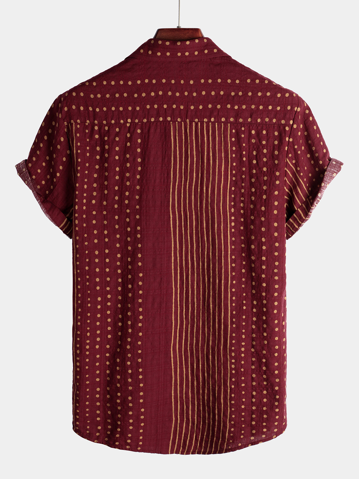 Camisa transpirable de algodón de manga corta a rayas para hombre