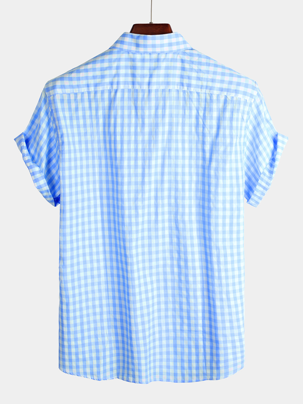 Casual de color sólido a cuadros de algodón Pockecamiseta para hombre