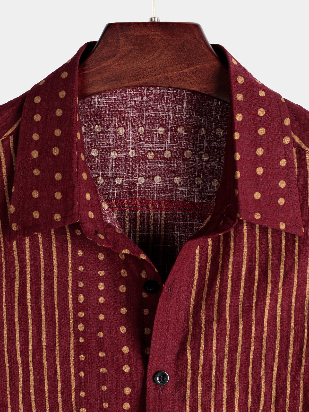Camisa transpirable de algodón de manga corta a rayas para hombre