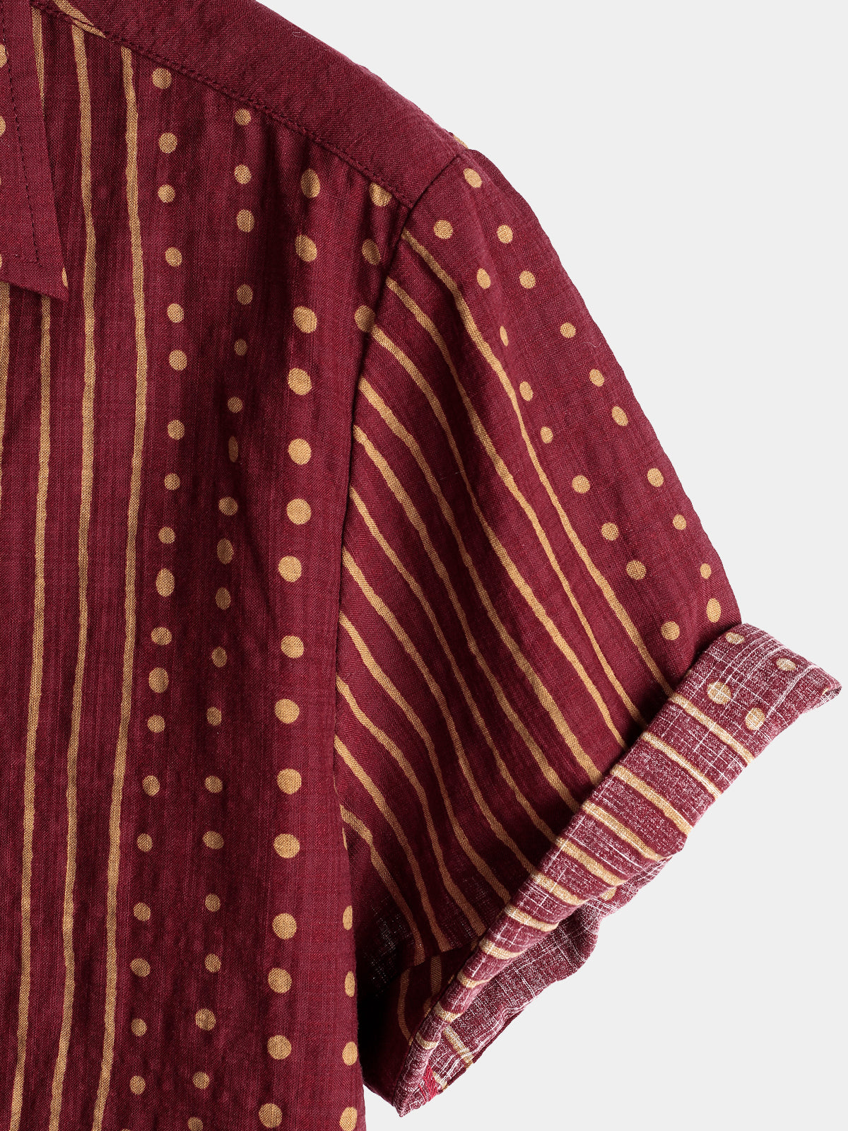 Camisa transpirable de algodón de manga corta a rayas para hombre