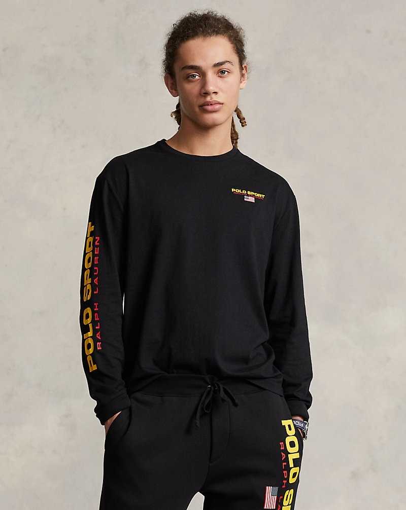 Unisex Collection Ralph Lauren Classic Fit Sport Jersey Hombre Black/Gold | IASELNK-13 - vista 3
