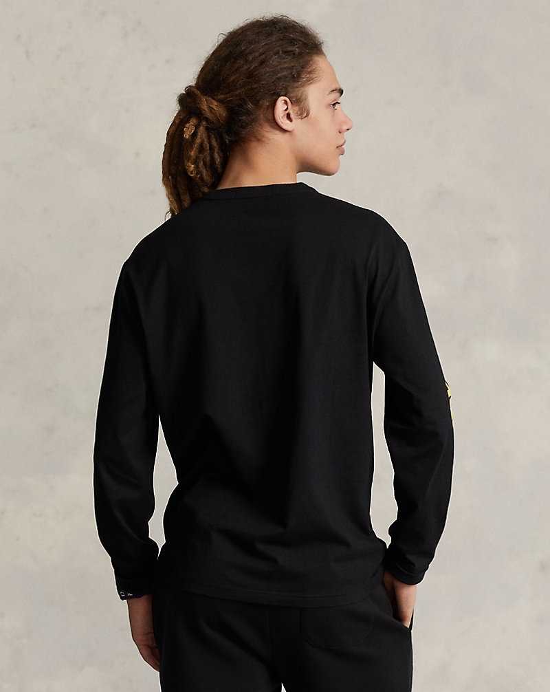 Unisex Collection Ralph Lauren Classic Fit Sport Jersey Hombre Black/Gold | IASELNK-13 - vista 4
