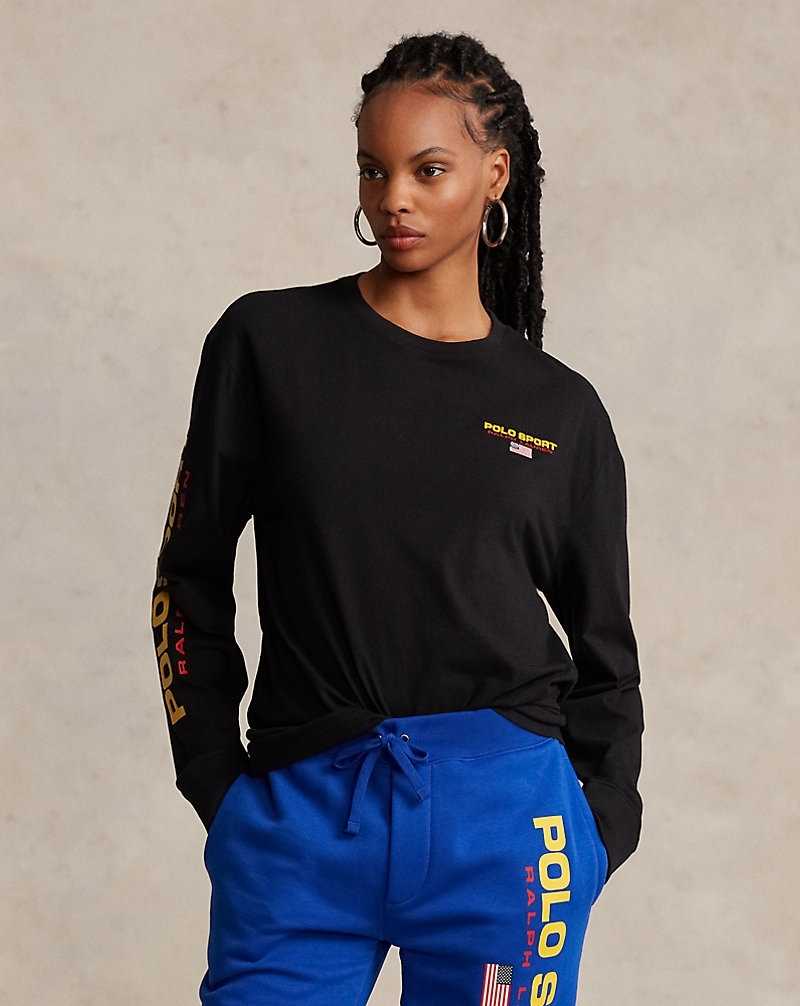 Unisex Collection Ralph Lauren Classic Fit Sport Jersey Hombre Black/Gold | IASELNK-13 - vista 5