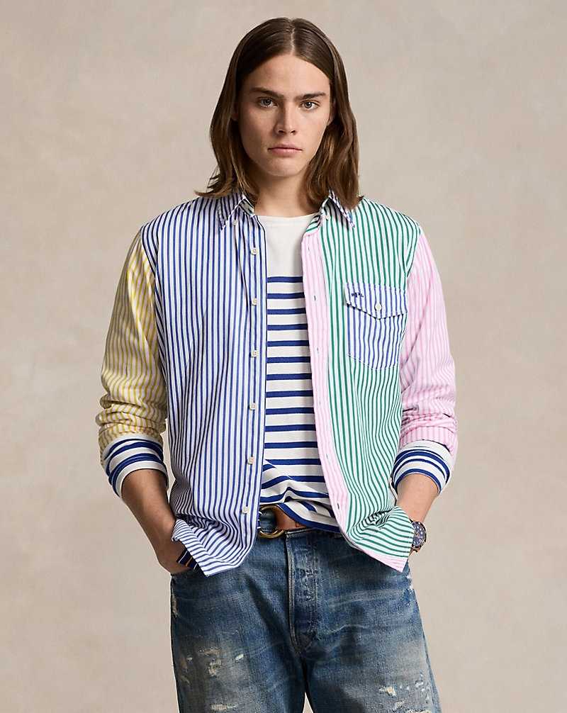 Unisex Collection Ralph Lauren Classic Fit Striped Poplin Fun Hombre Funshirt | URTJVNC-05 - vista 3