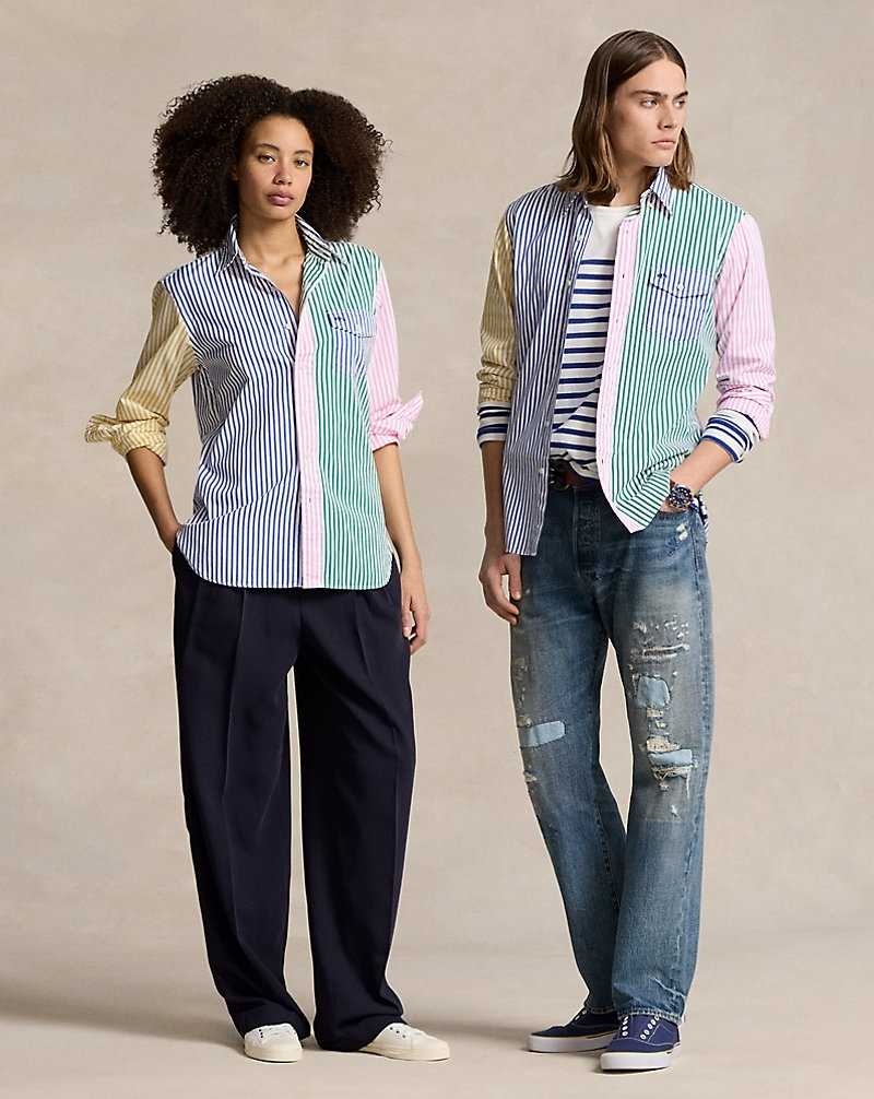 Unisex Collection Ralph Lauren Classic Fit Striped Poplin Fun Hombre Funshirt | URTJVNC-05 - vista 1