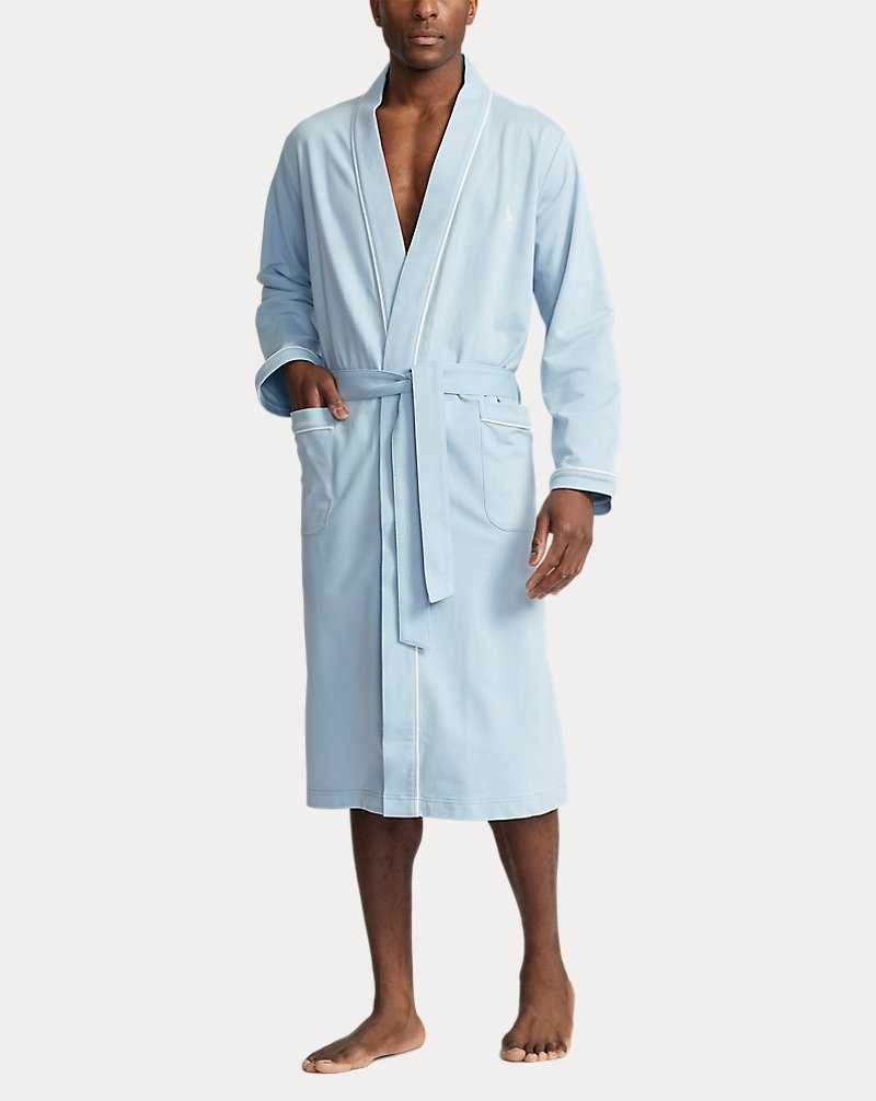 Unisex Collection Ralph Lauren Cotton-Blend Jersey Robe Hombre Azules | AMNRJXV-61 - vista 2