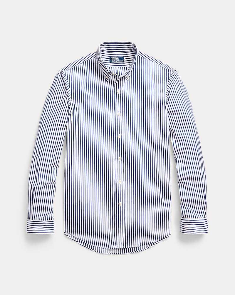 Unisex Collection Ralph Lauren Custom Fit Striped Poplin Hombre 5412 White/Blue | RZLBMVW-43 - vista 2