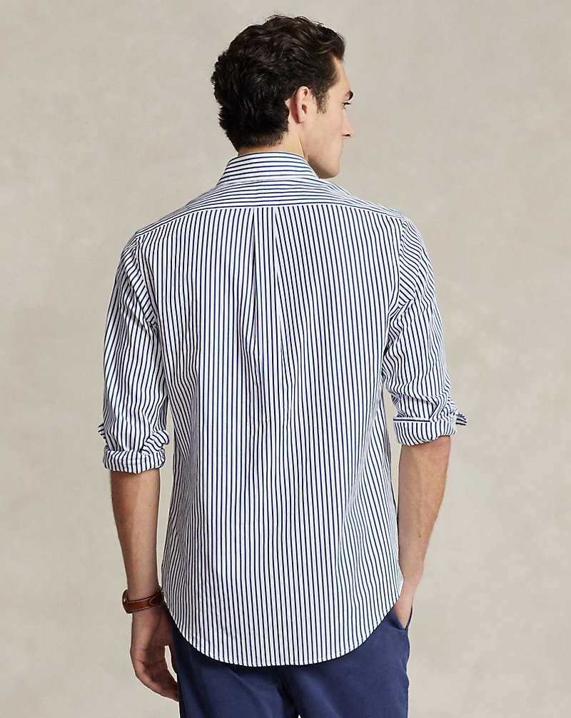 Unisex Collection Ralph Lauren Custom Fit Striped Poplin Hombre 5412 White/Blue | RZLBMVW-43 - vista 4