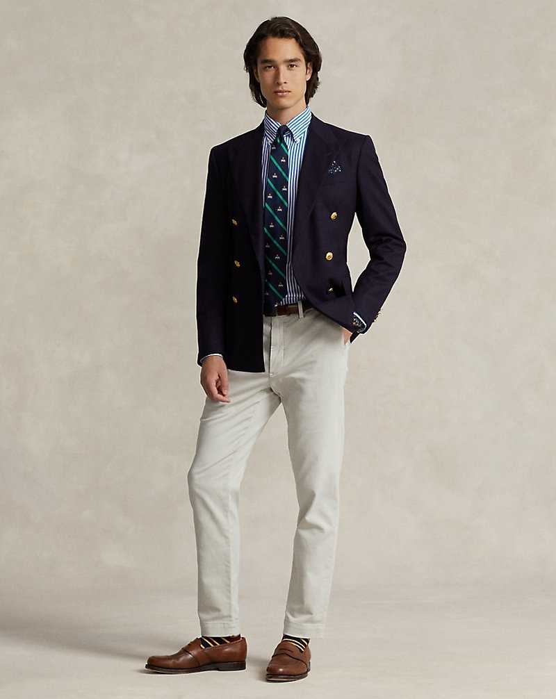 Unisex Collection Ralph Lauren Custom Fit Striped Poplin Hombre White/Blue | XLYWKRO-82 - vista 3