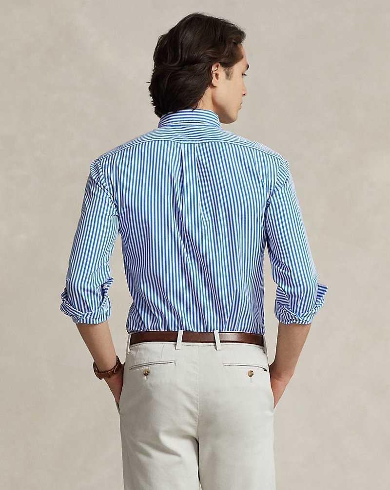 Unisex Collection Ralph Lauren Custom Fit Striped Poplin Hombre White/Blue | XLYWKRO-82 - vista 4