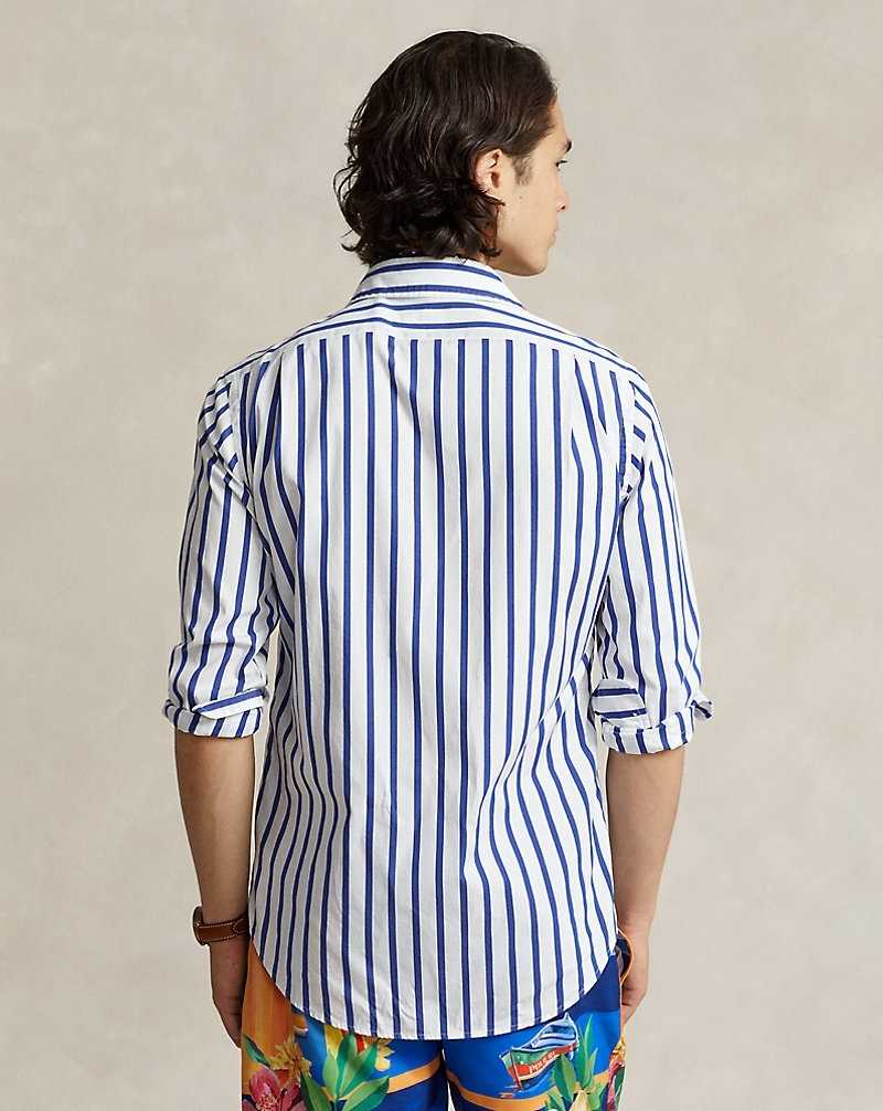 Unisex Collection Ralph Lauren Custom Fit Striped Poplin Hombre White/Blue | RZCUIOP-35 - vista 4