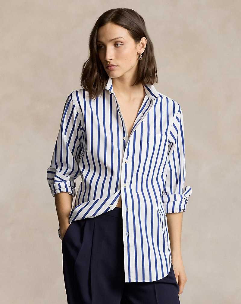 Unisex Collection Ralph Lauren Custom Fit Striped Poplin Hombre White/Blue | RZCUIOP-35 - vista 5