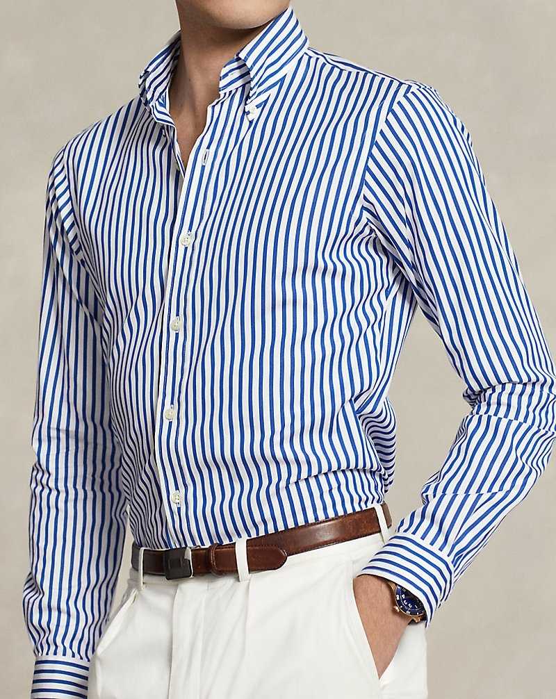 Unisex Collection Ralph Lauren Custom Fit Striped Poplin Mujer Blue/White | OHDUNQS-12 - vista 5
