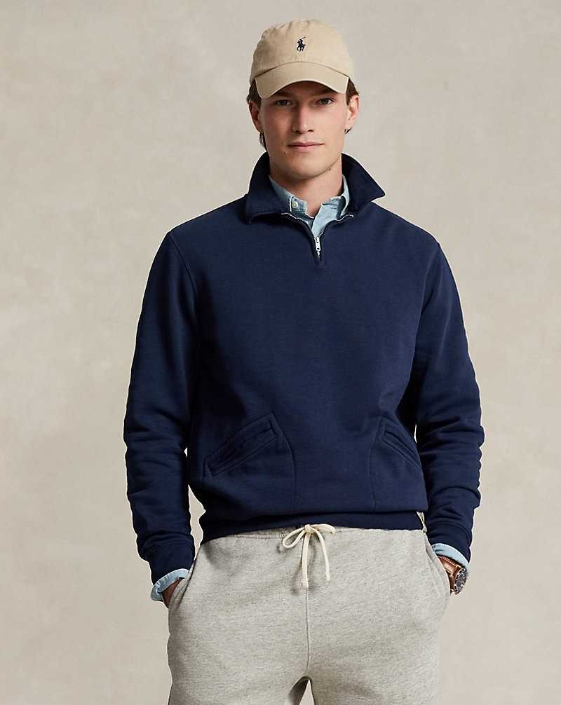 Unisex Collection Ralph Lauren Fleece Collared Quarter-Zip Hombre Azul Marino | POAGJXM-61 - vista 1