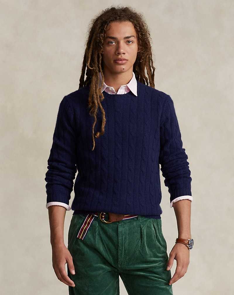 Unisex Collection Ralph Lauren The Iconic Cable-Knit Cashmere Hombre Azul Marino | KBPHDER-82 - vista 3