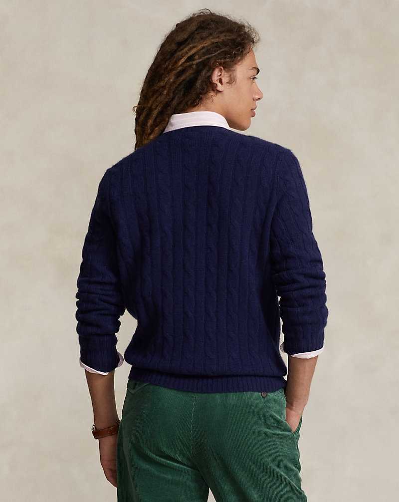 Unisex Collection Ralph Lauren The Iconic Cable-Knit Cashmere Hombre Azul Marino | KBPHDER-82 - vista 4