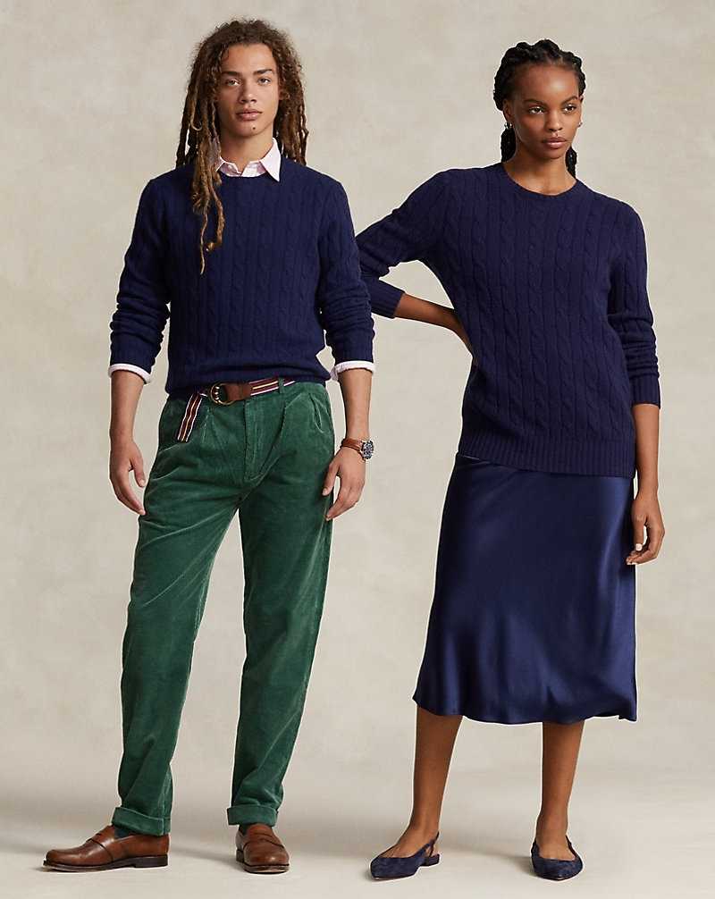 Unisex Collection Ralph Lauren The Iconic Cable-Knit Cashmere Hombre Azul Marino | KBPHDER-82 - vista 1