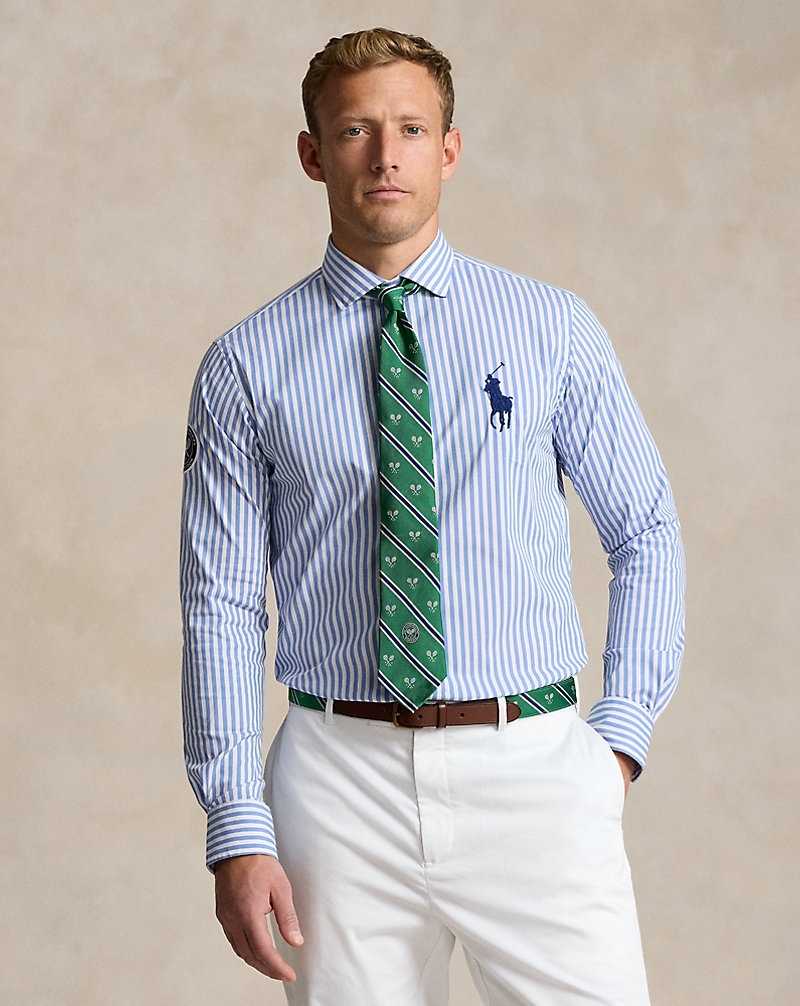 Unisex Collection Ralph Lauren Wimbledon Striped Stretch Twill Hombre 5035 Blue/White | YKDABCE-23 - vista 1