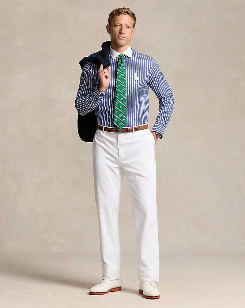 Unisex Collection Ralph Lauren Wimbledon Striped Stretch Twill Hombre Azul Rey Blancos | UMBENGS-76 - vista 3