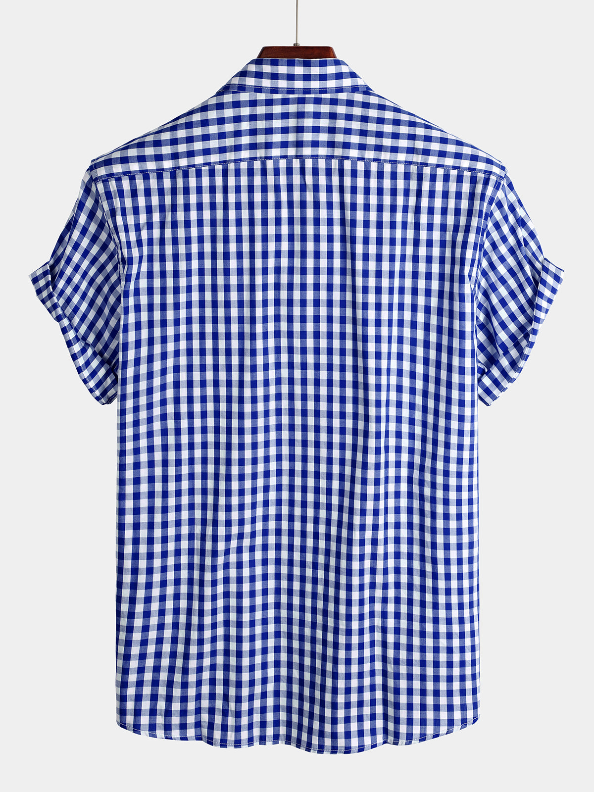 Casual de color sólido a cuadros de algodón Pockecamiseta para hombre