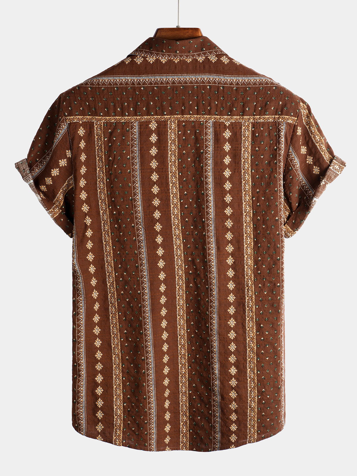 Camisa vintage de algodón Hawaiian de manga corta para hombre