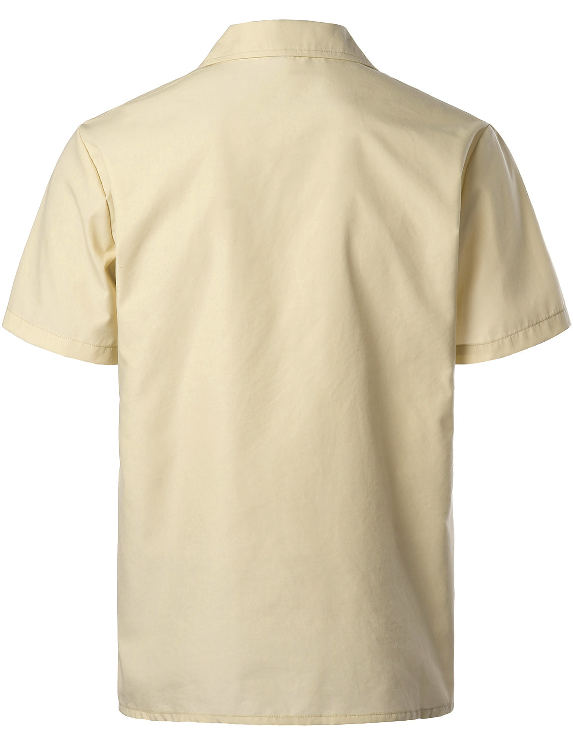 Camisa de color sólido de algodón de manga corta para hombre