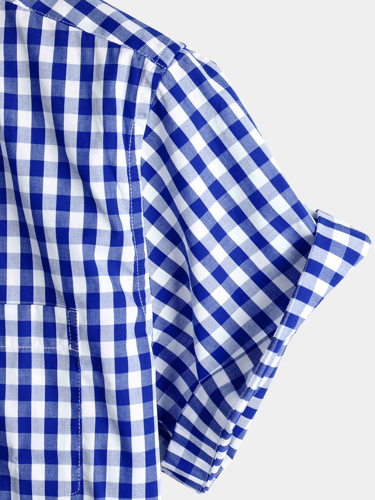 Casual de color sólido a cuadros de algodón Pockecamiseta para hombre