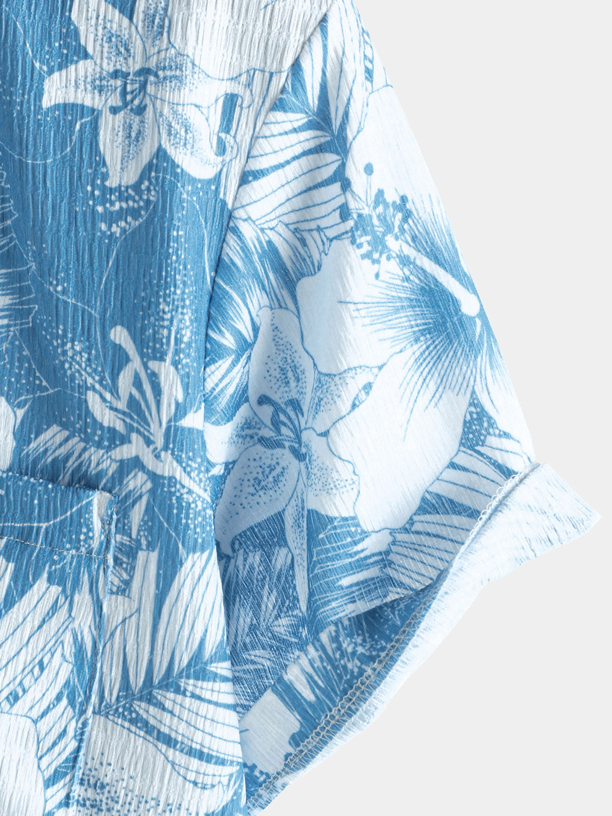 Camisa Blue Tropical estampado Summer Beach de manga corta para hombre
