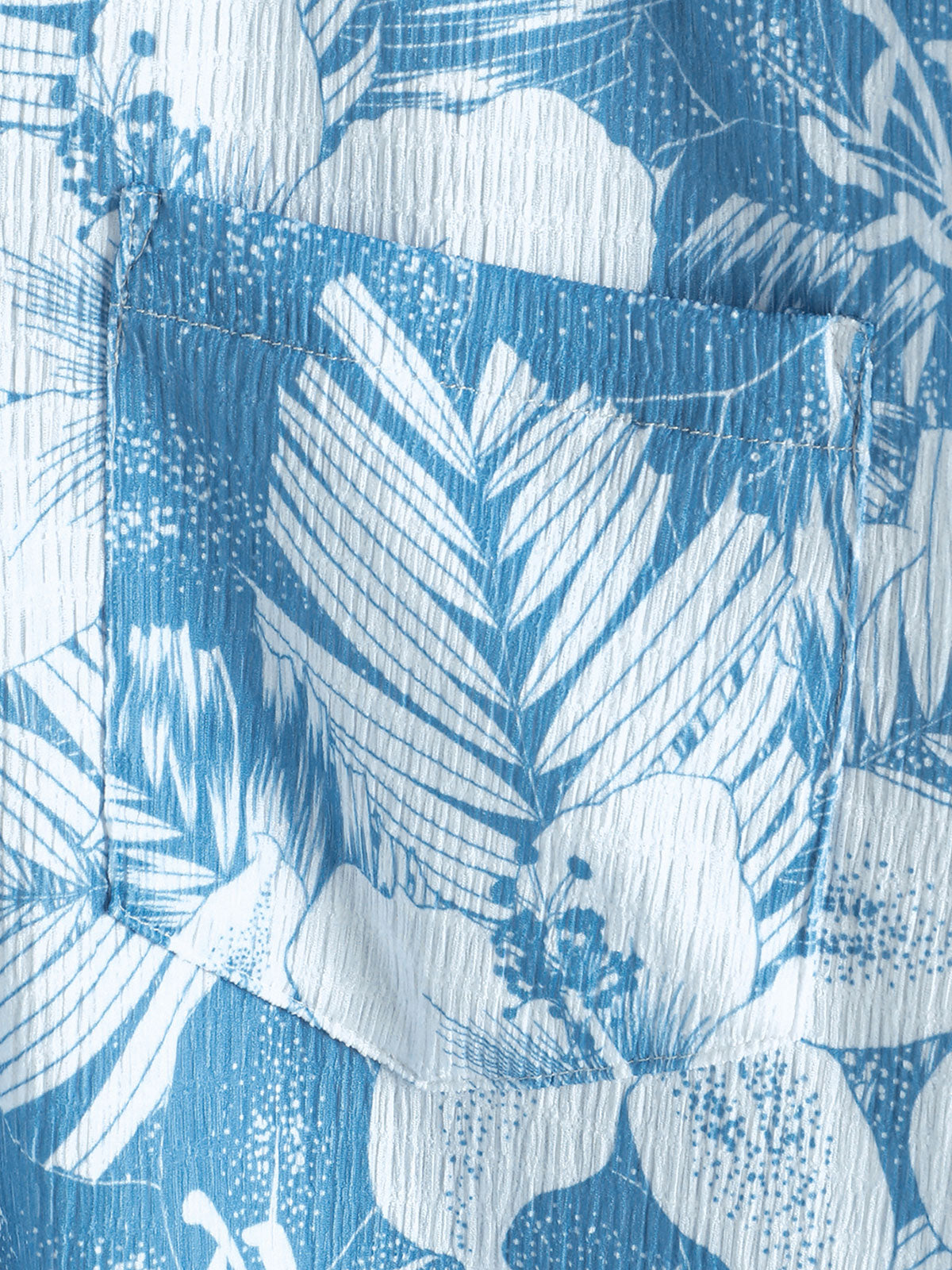 Camisa Blue Tropical estampado Summer Beach de manga corta para hombre