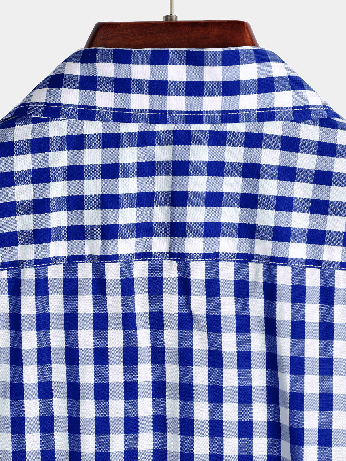 Casual de color sólido a cuadros de algodón Pockecamiseta para hombre