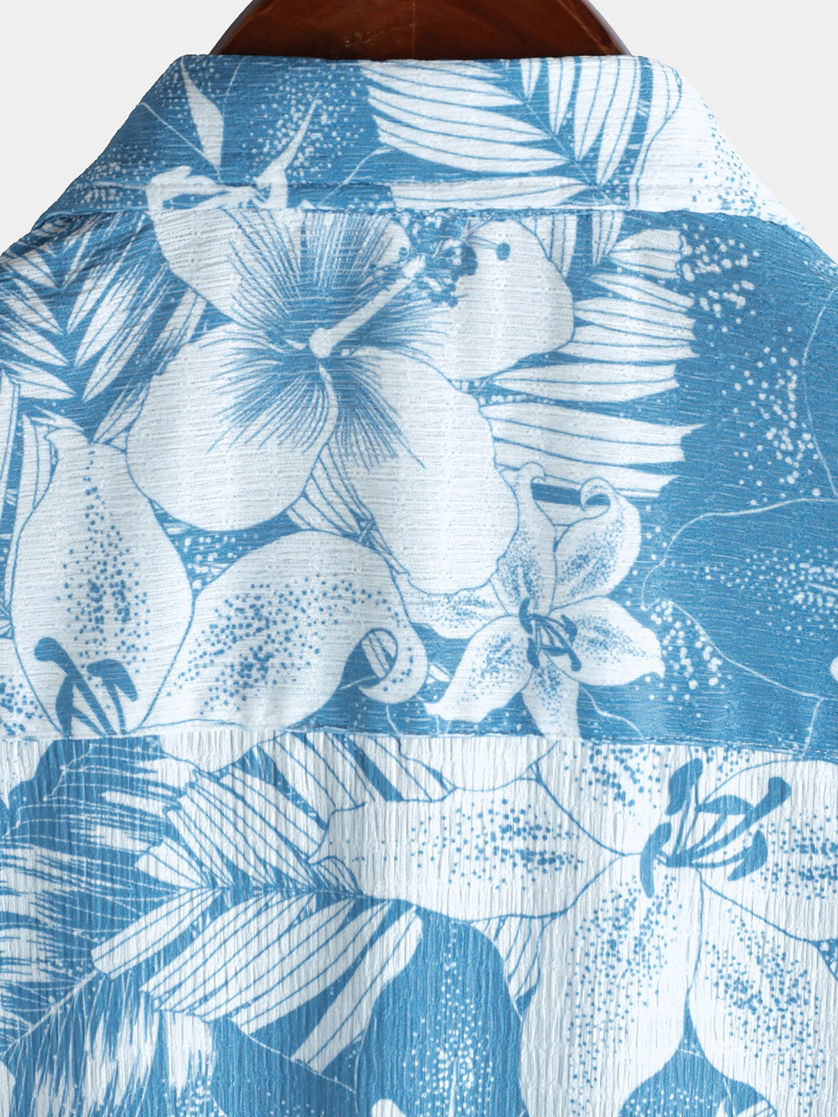 Camisa Blue Tropical estampado Summer Beach de manga corta para hombre