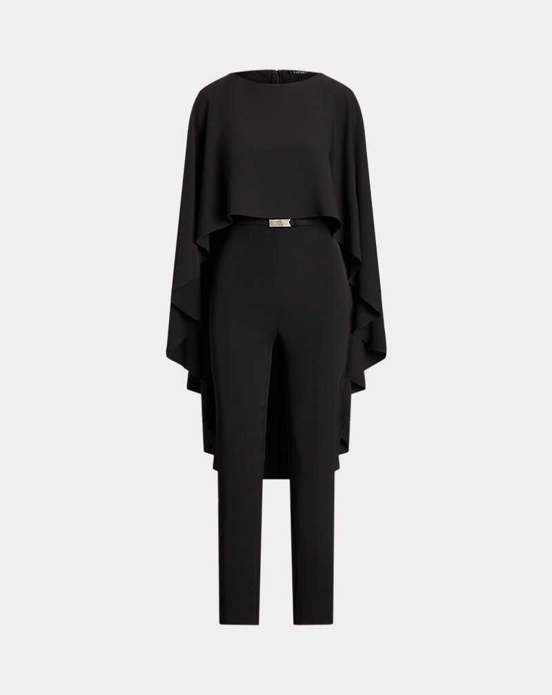 Vestido De Noche Ralph Lauren Belted Cape Georgette Mujer Negros | FMXVWPD-12 - vista 2
