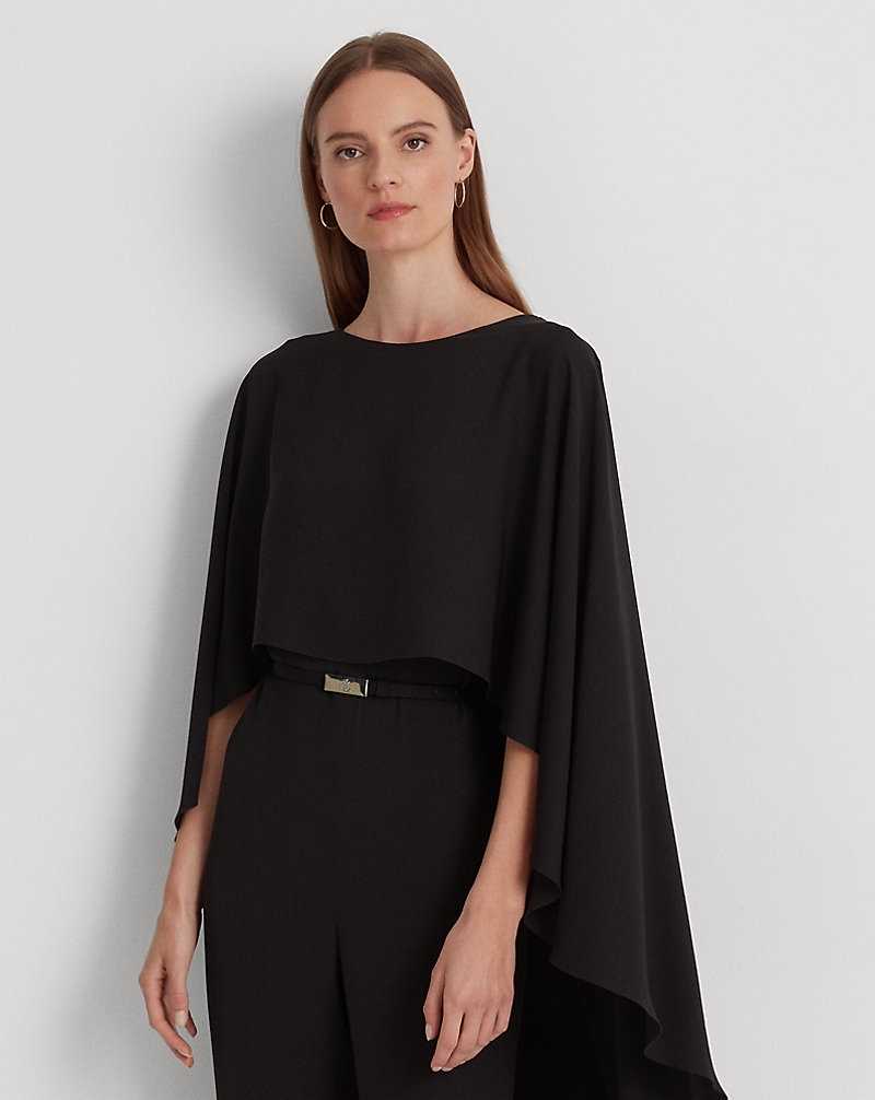 Vestido De Noche Ralph Lauren Belted Cape Georgette Mujer Negros | FMXVWPD-12 - vista 3