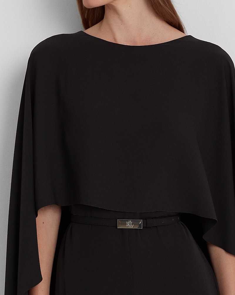 Vestido De Noche Ralph Lauren Belted Cape Georgette Mujer Negros | FMXVWPD-12 - vista 5
