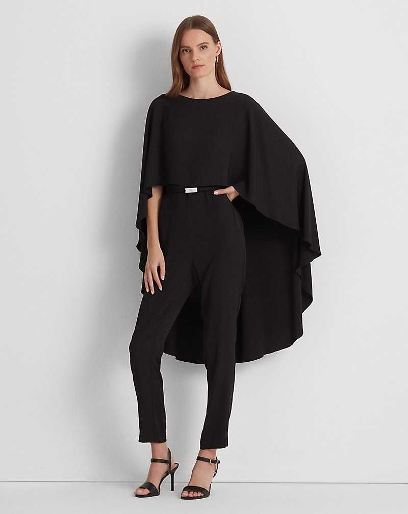 Vestido De Noche Ralph Lauren Belted Cape Georgette Mujer Negros | FMXVWPD-12 - vista 1