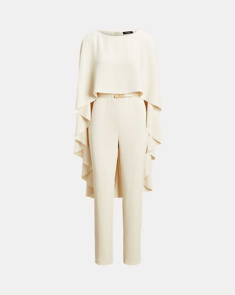 Vestido De Noche Ralph Lauren Belted Cape Georgette Mujer Creme | YTJNMXV-23 - vista 2